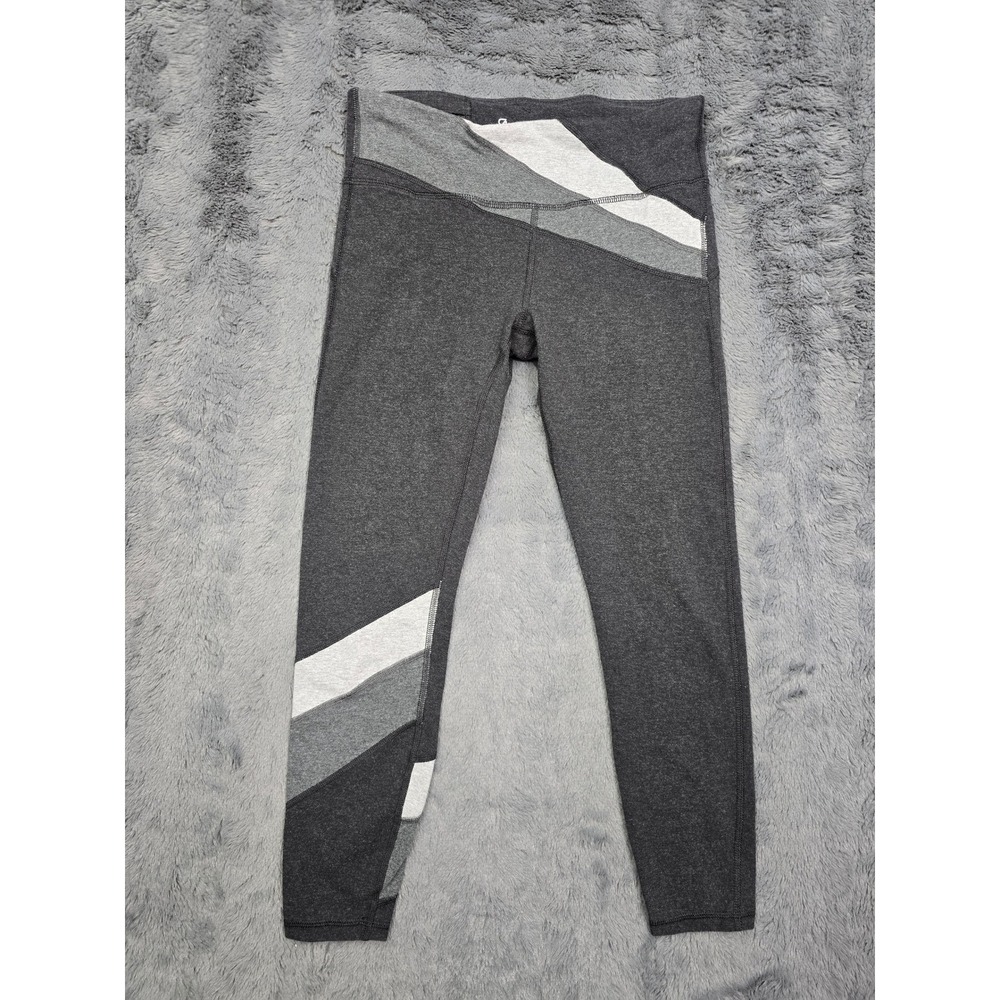 GapFit Performance Cotton Colorblock Chevron Leggings Gray Medium